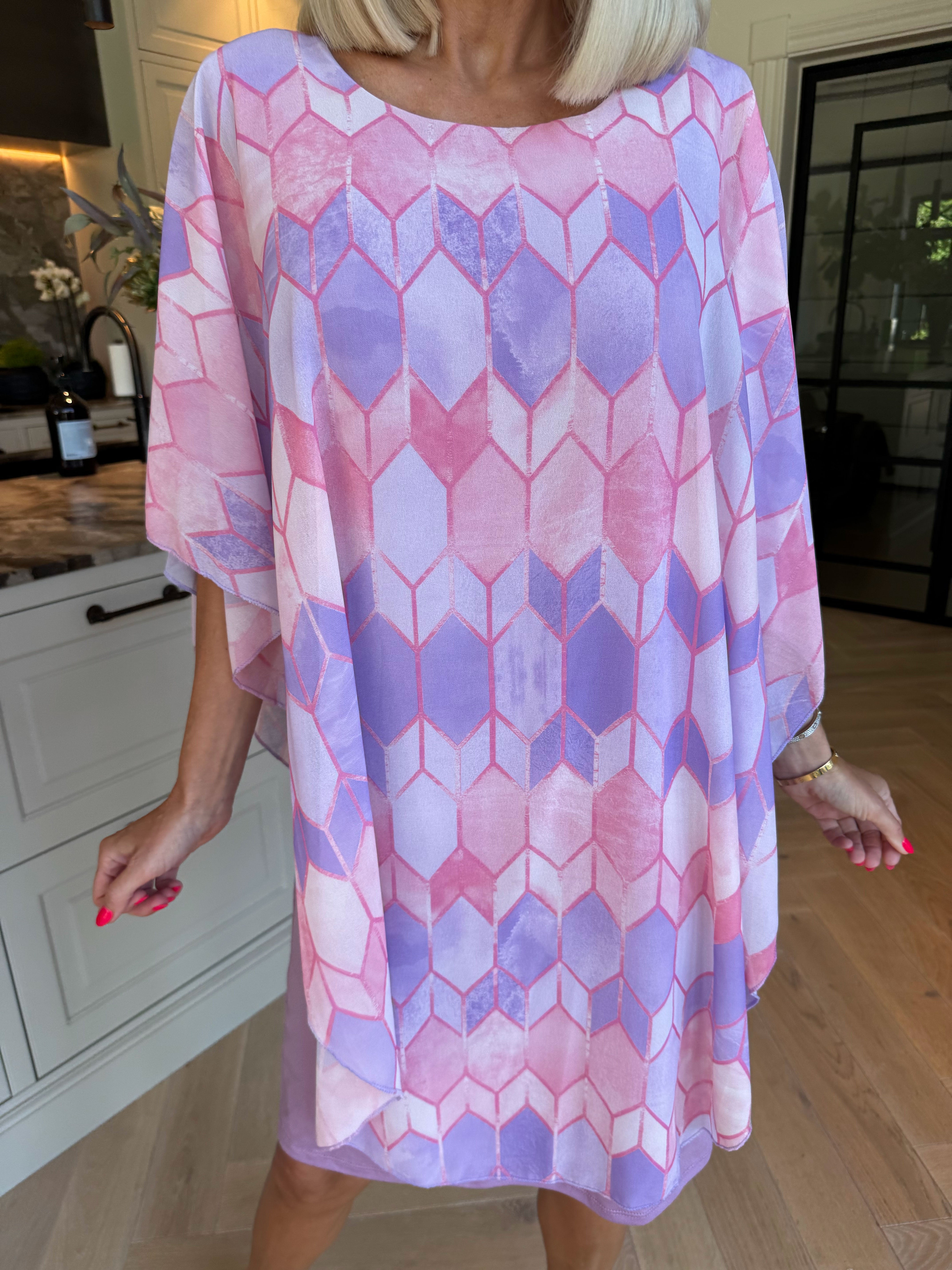 Kenya Pattern - Kjole med et let mønstret chiffonstykke